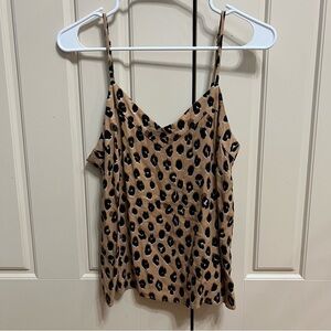 Leopard-Print Satin Cami in Tan and Black
